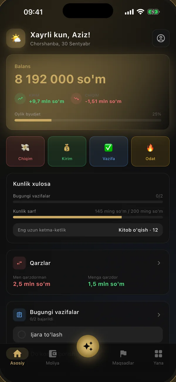 Aqlli Hisobchi AI ilovasi ekrani