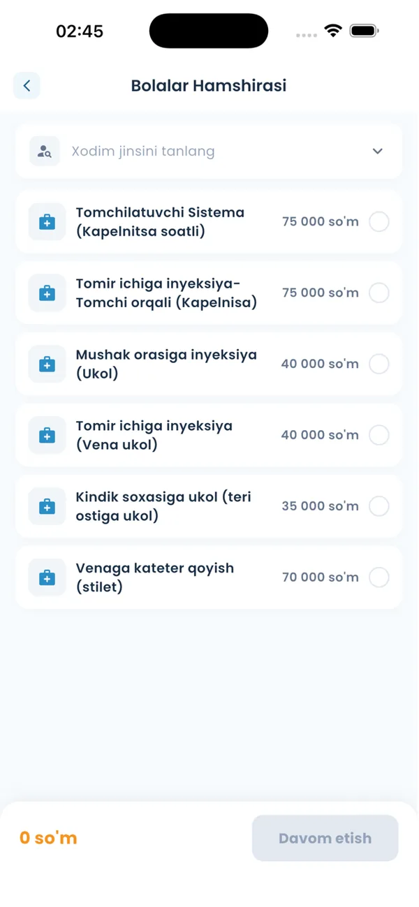 Medhome ilovasi ekrani